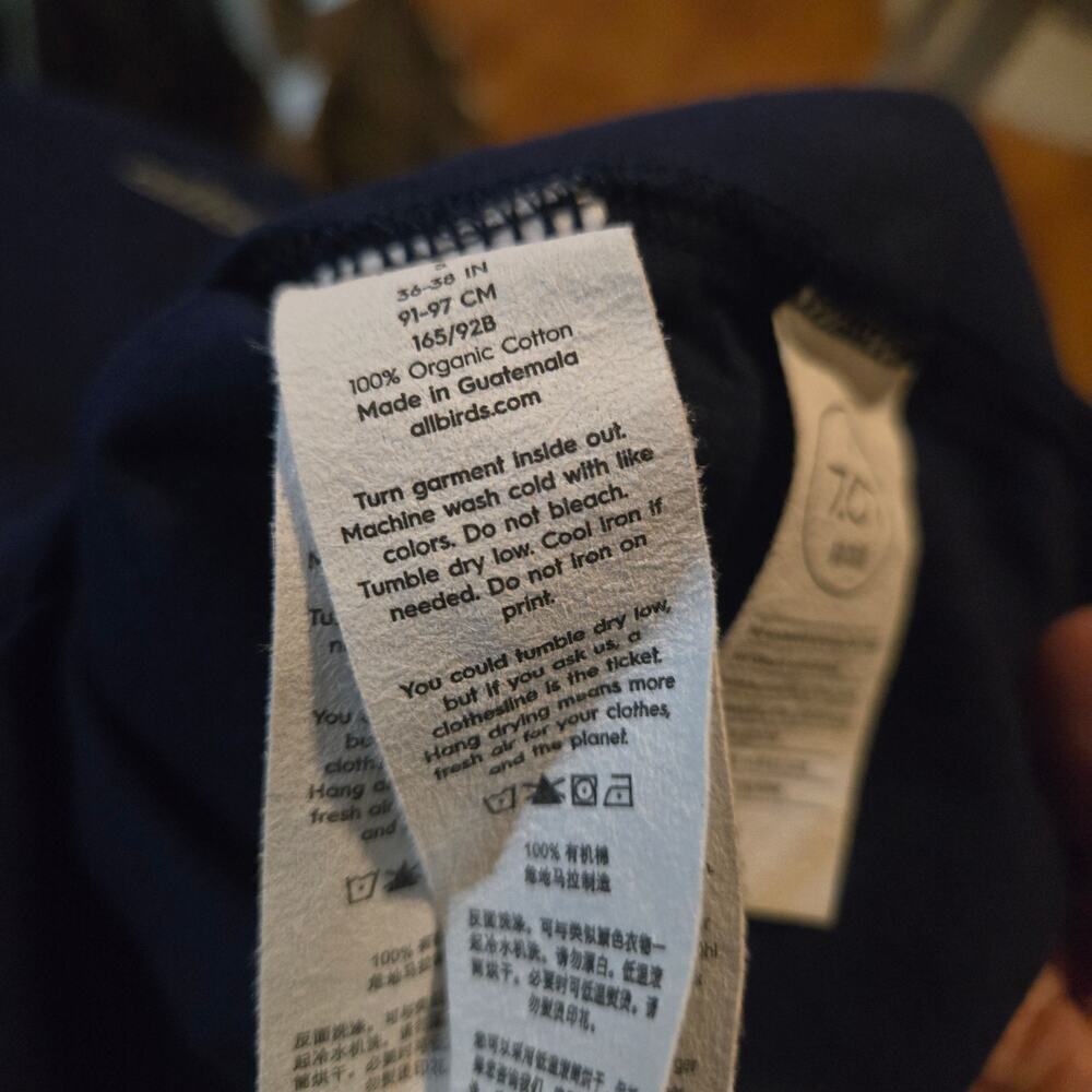 Allbirds Allgood Organic Cotton Logo T-Shirt Men’s Small Navy - Picture 5 of 8